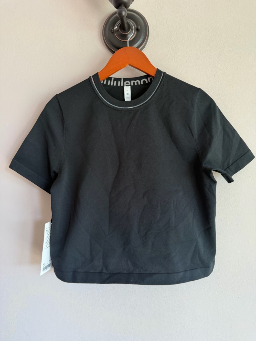 Lululemon Boxy Knit T-Shirt Black LW3HBVS Size XS NWT‎